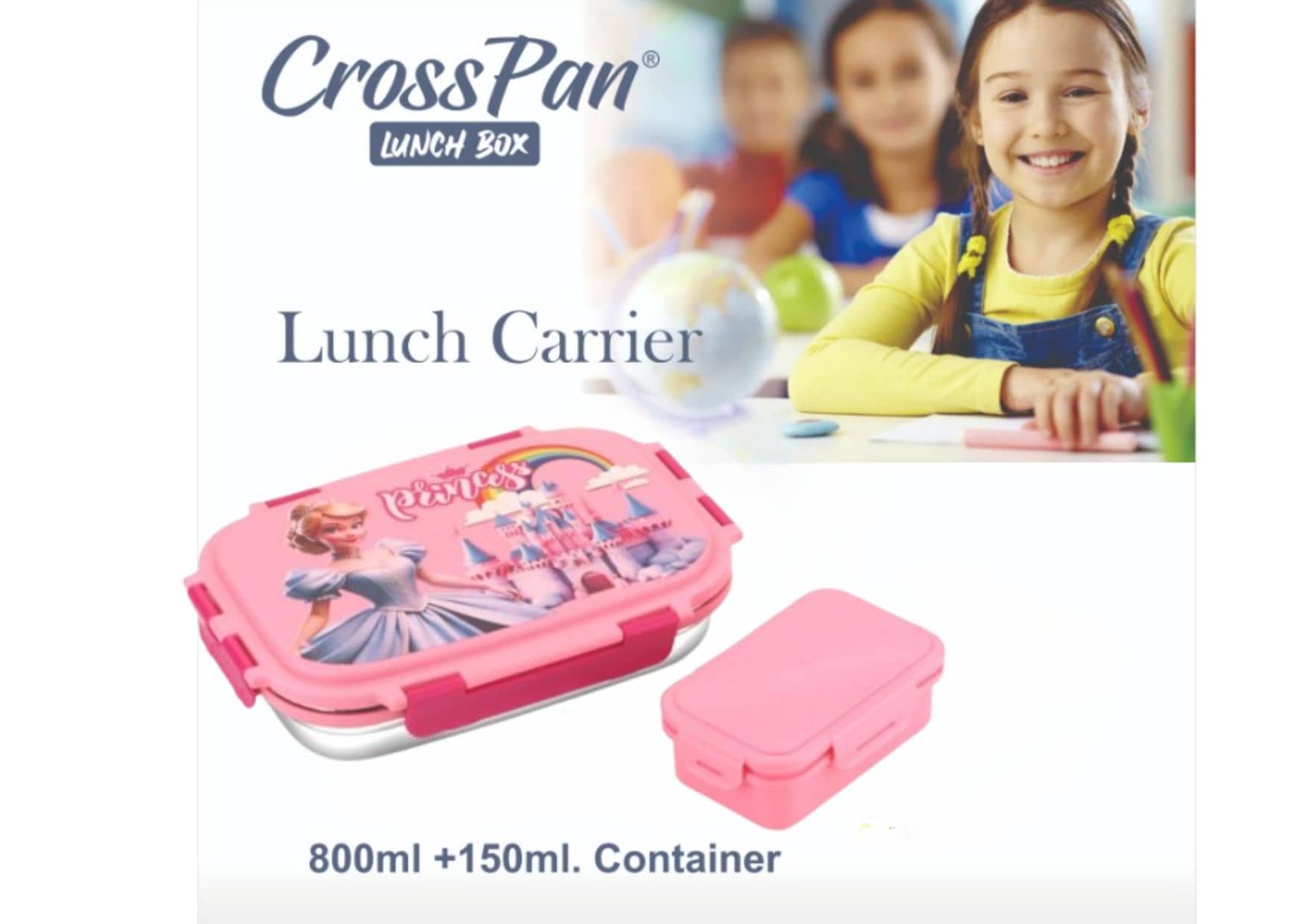 CrossPan Rectangle Kids Stainless Steel School Lunch Boxes 2 - Container ( Pack of 1 )