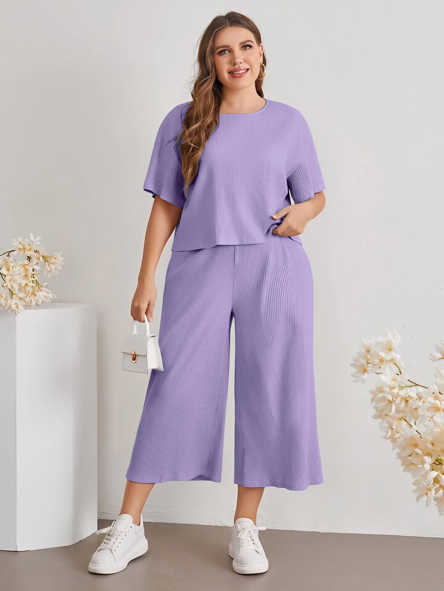     			GOPI SAREE Women Solid Top With Palazzos Co-Ord Set ( Lavender )