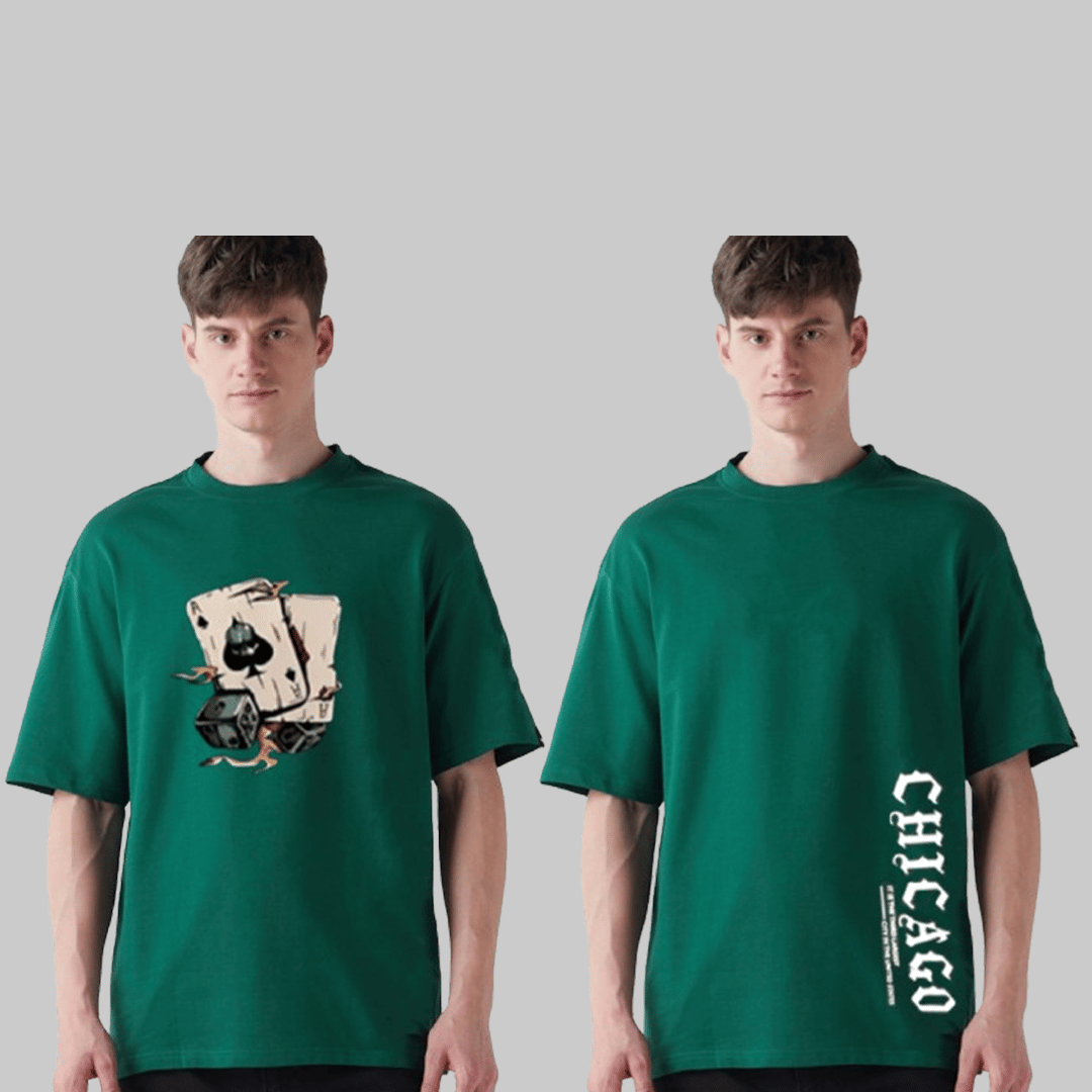     			Glito Men Cotton Blend Oversized Fit Printed T-Shirt ( Green )