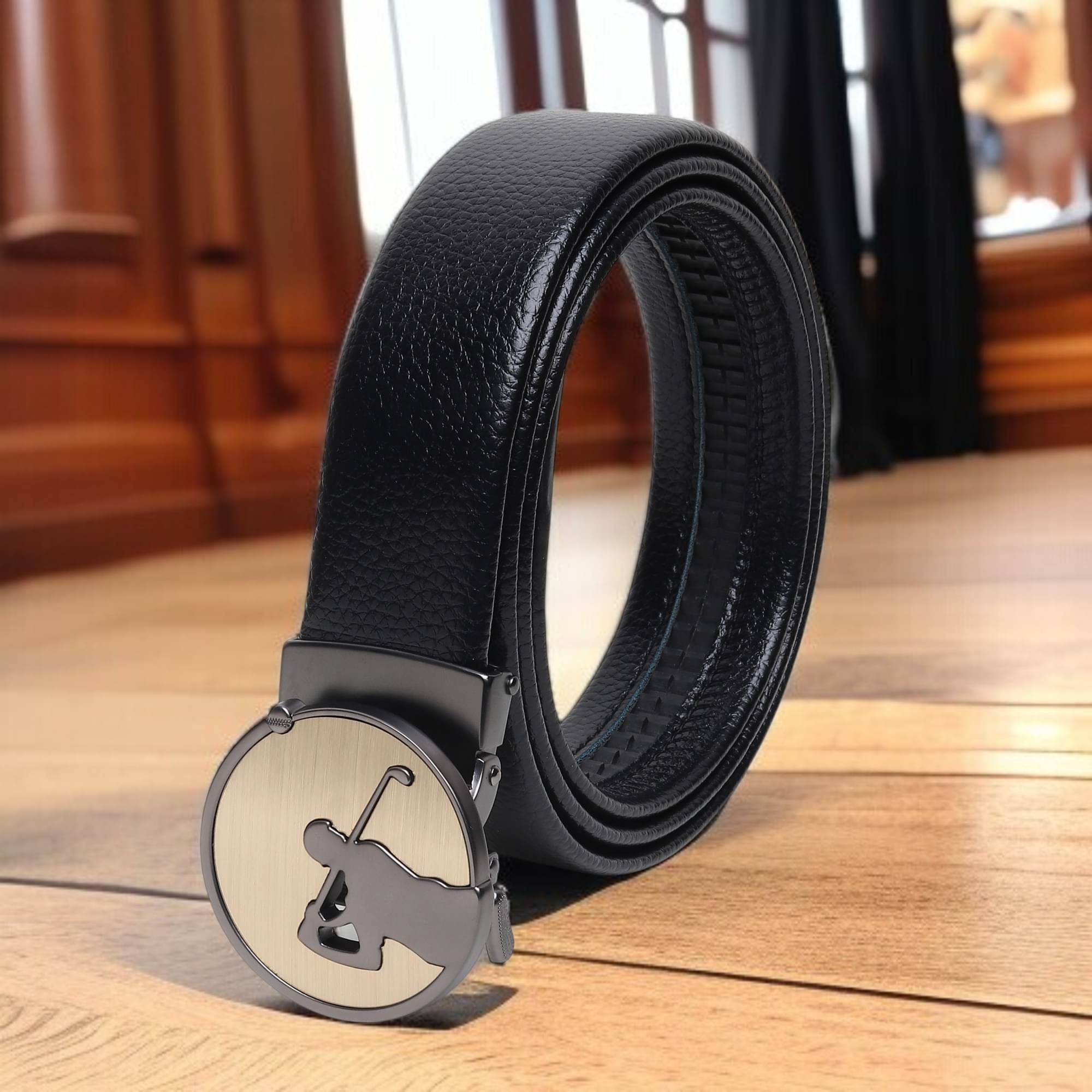     			Loopa - Black Synthetic Men's Formal Belt ( Pack of 1 )