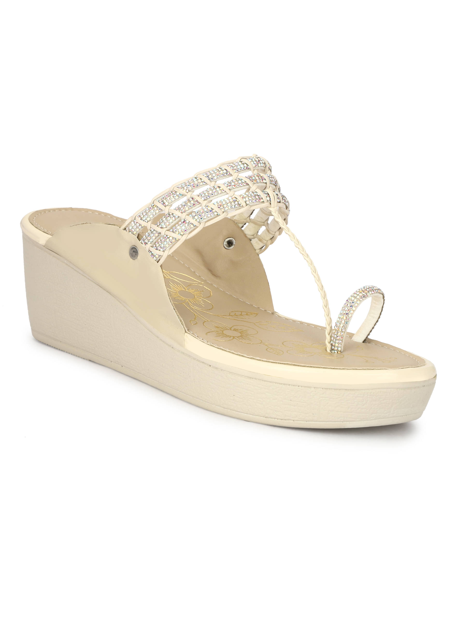     			Rimezs Cream Women's Slip On Heels
