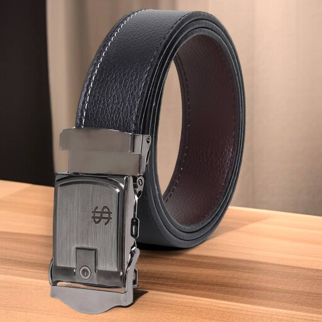 SUNSHOPPING - Black Synthetic Men's Formal Belt ( Pack of 1 )