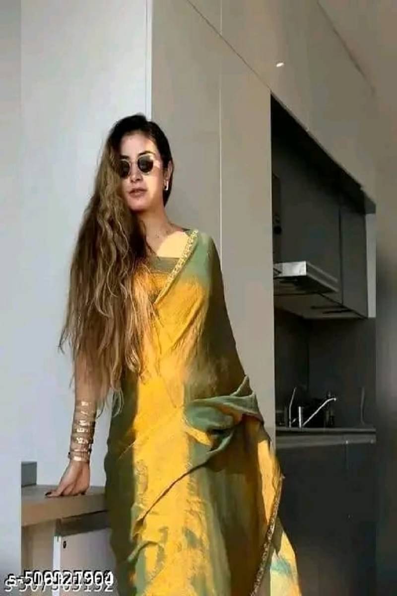     			supalee Tex Chiffon Solid Saree With Unstitched Blouse Piece ( Gold )