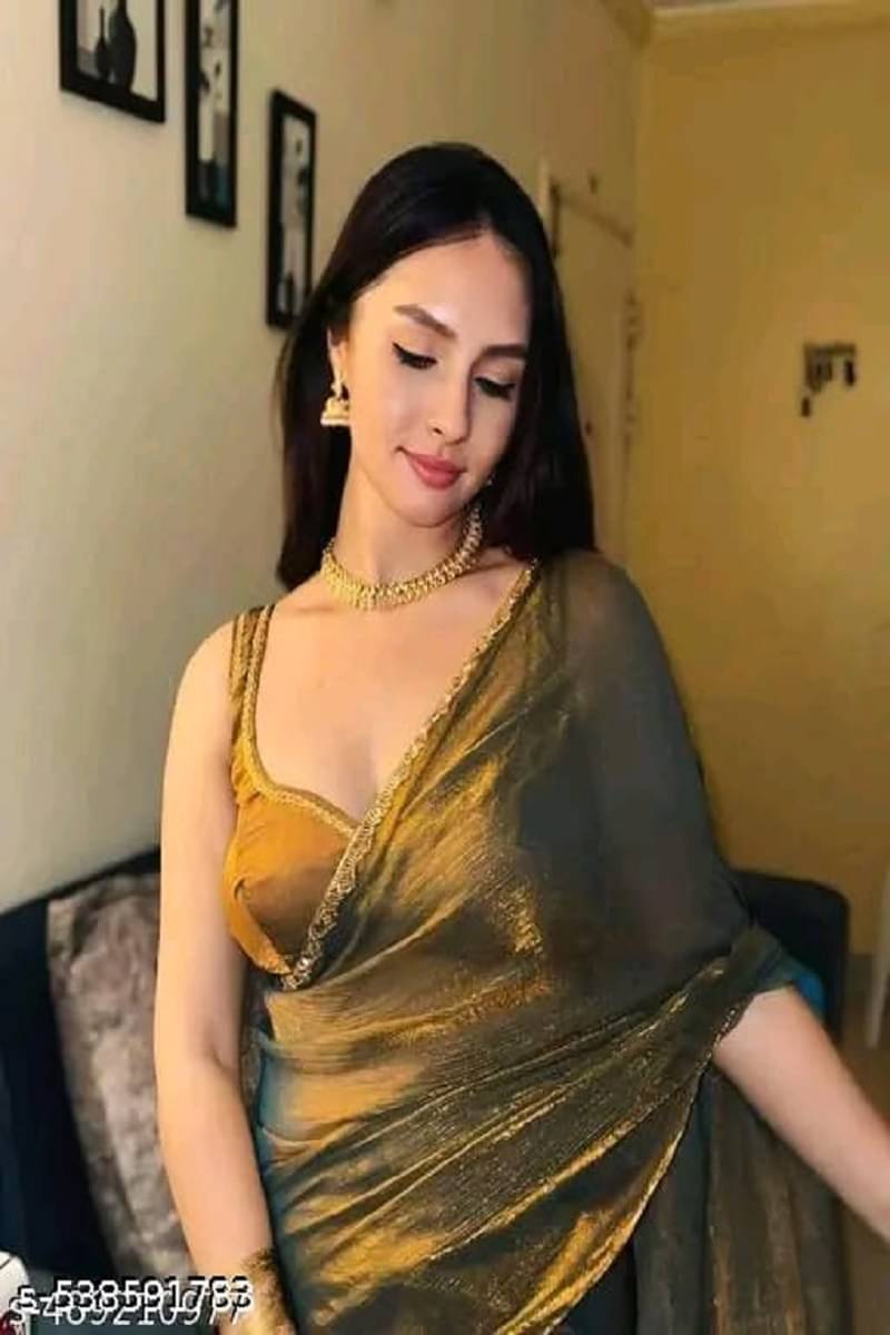 supalee Tex Chiffon Solid Saree With Unstitched Blouse Piece ( Gold ) supalee Tex Chiffon Solid Saree With Unstitched Blouse Piece ( Gold )