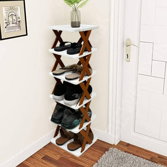 BHIMADA 6 Layer Plastic X Shoe Rack Stand Shoe Storage Organiser for Home & Office (Multicolor) BHIMADA 6 Layer Plastic X Shoe Rack Stand Shoe Storage Organiser for Home & Office (Multicolor)