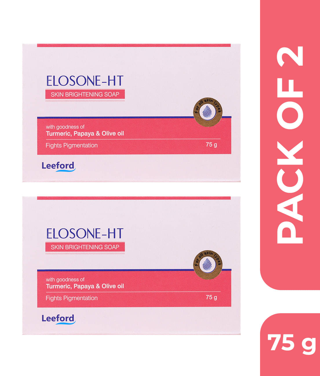     			Leeford Elosone-HT Skin Brightening Soap with Turmeric, Papaya & Olive Oil _ Pack of 2 (75g Each)