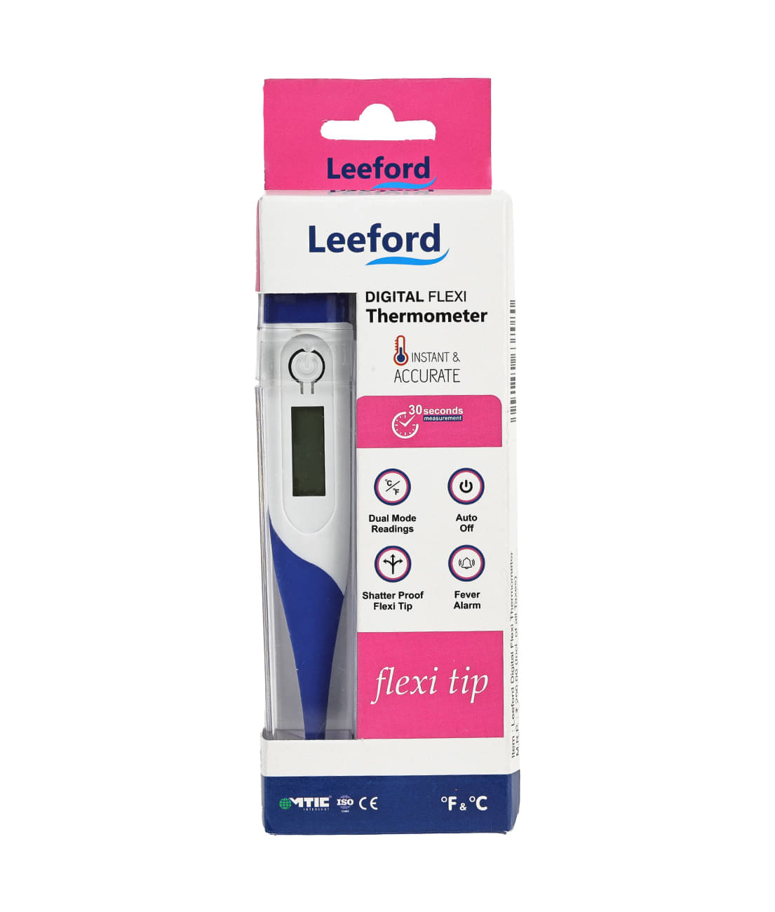     			Leeford Digital Thermometer with Flexi Tip | Fever Alarm | Child & Adult Use