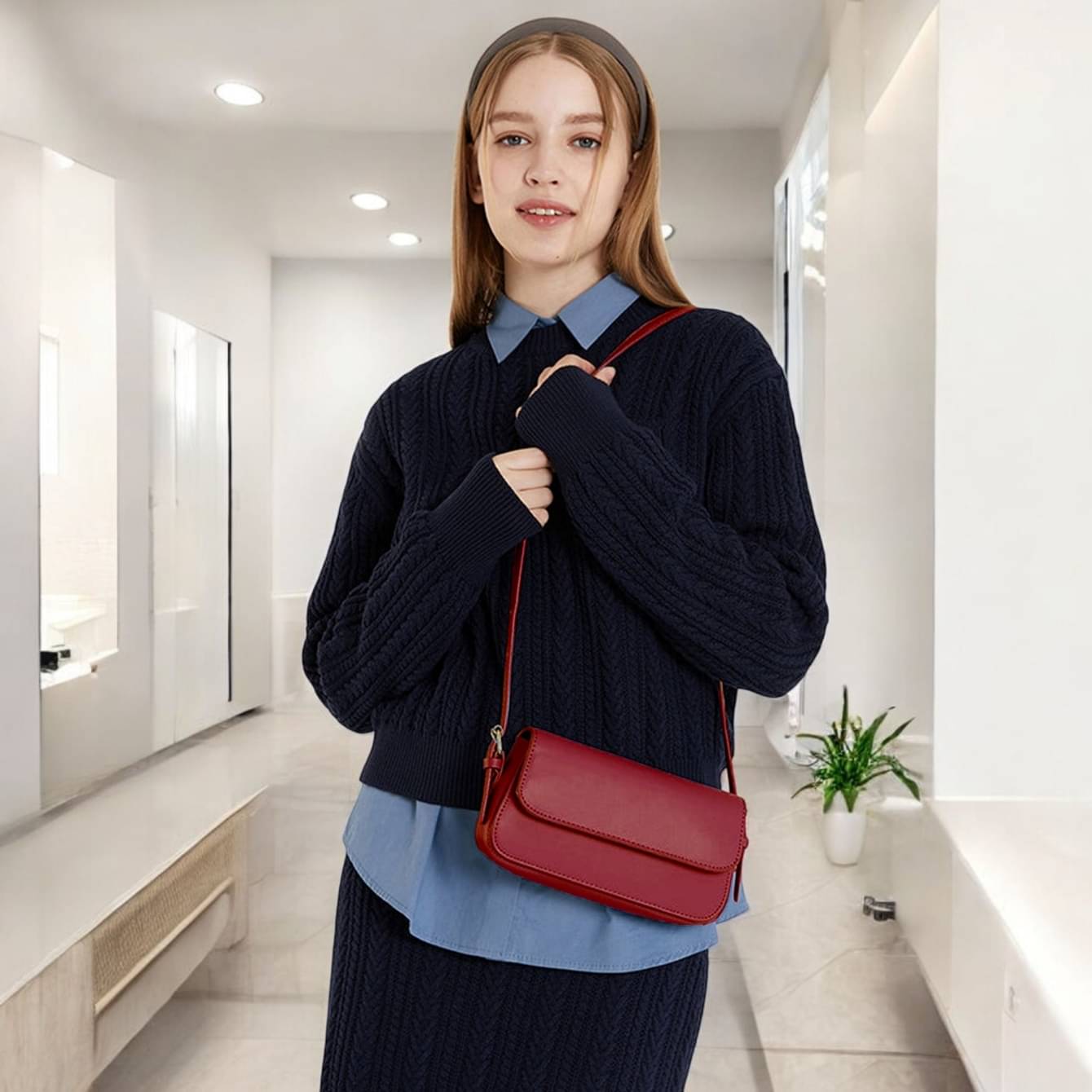    			MI PLUS Sling Bag PU Set of 1 ( Maroon )