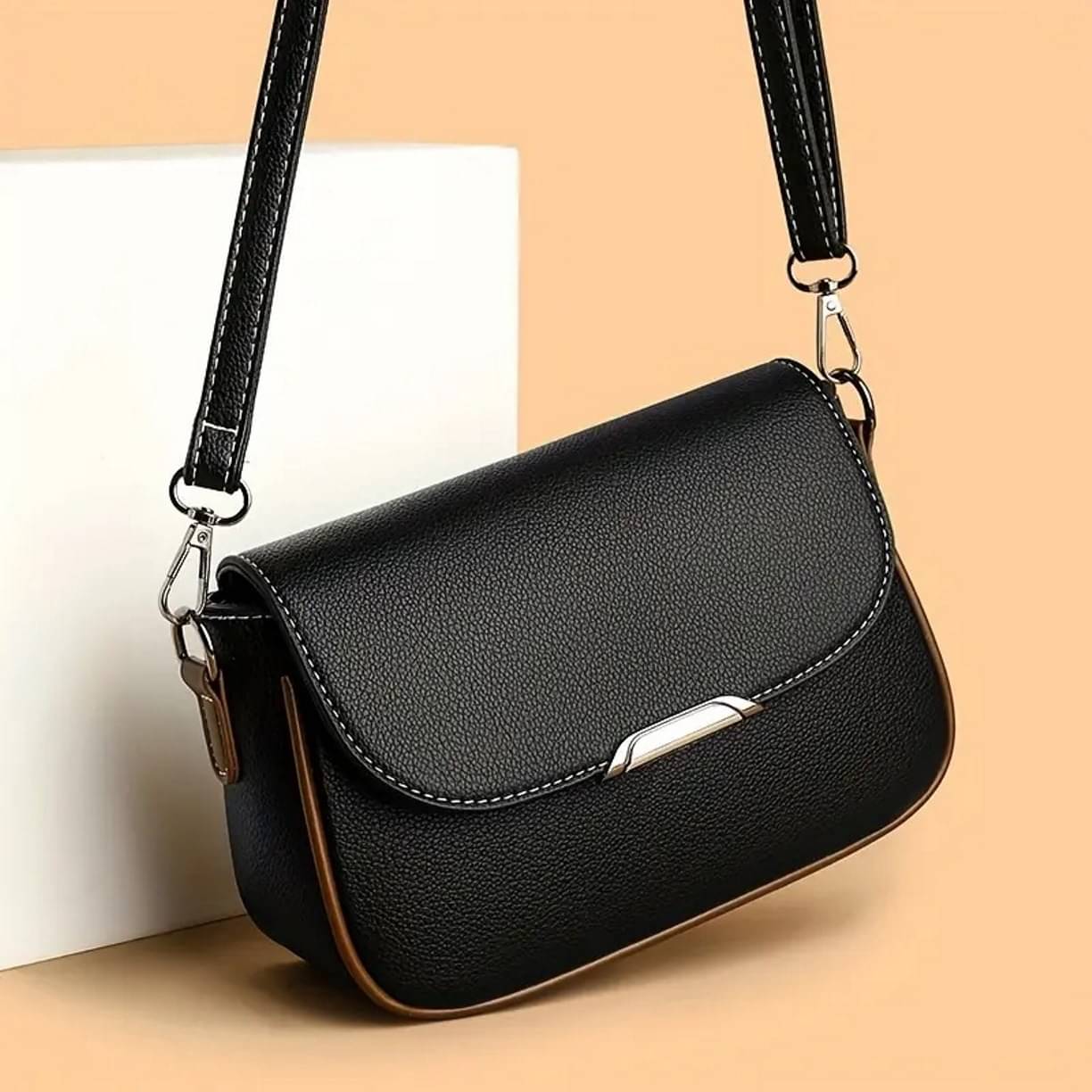     			MI PLUS Sling Bag PU Set of 1 ( Black )