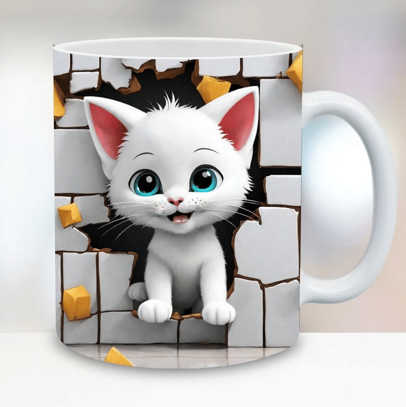 Maddock MD-3D kitten Mug2 Animal Ceramic Coffee Mug 350 mL ( Pack of 1 ) Maddock MD-3D kitten Mug2 Animal Ceramic Coffee Mug 350 mL ( Pack of 1 )