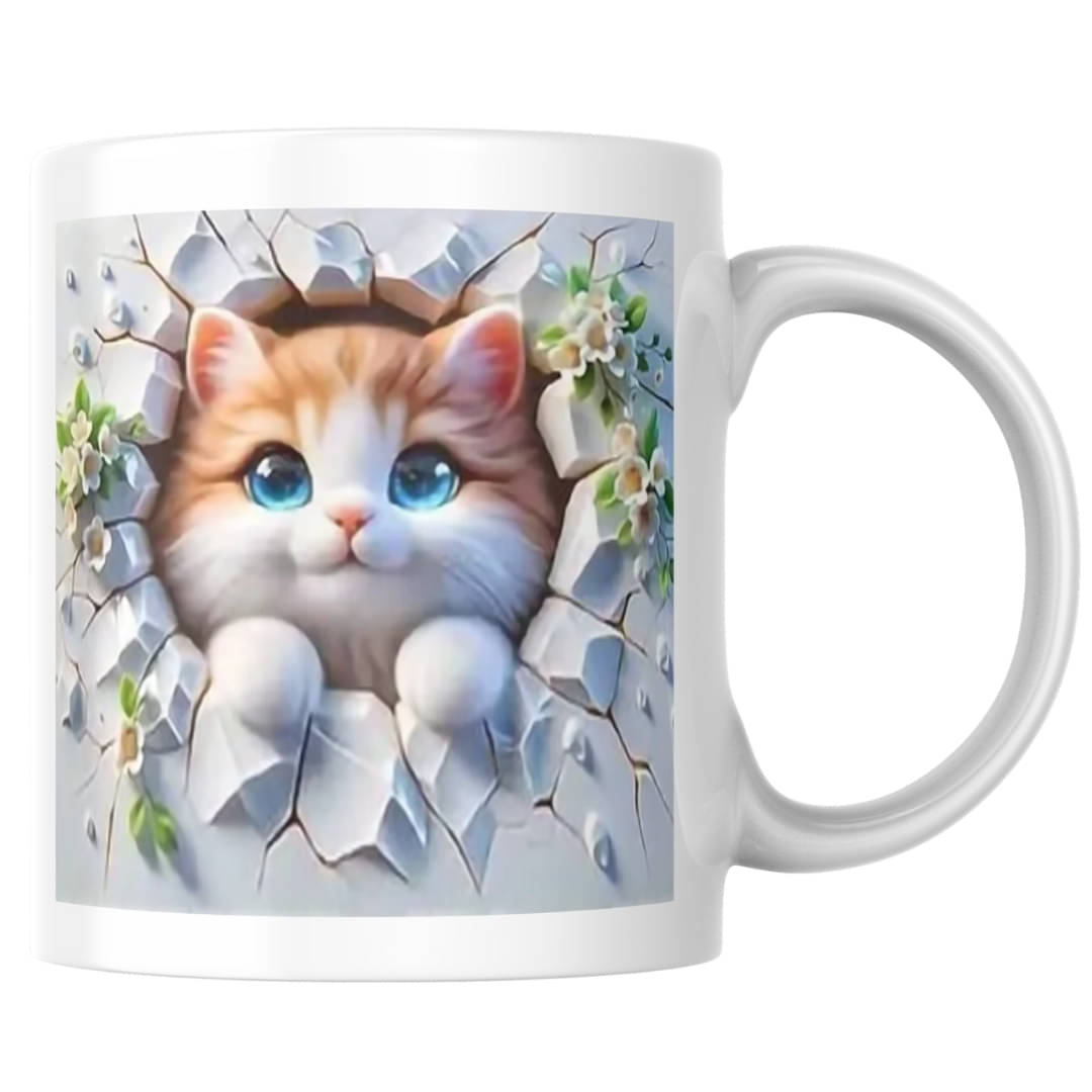     			Maddock MD-3d cat Mug1 Animal Ceramic Coffee Mug 350 mL ( Pack of 1 )