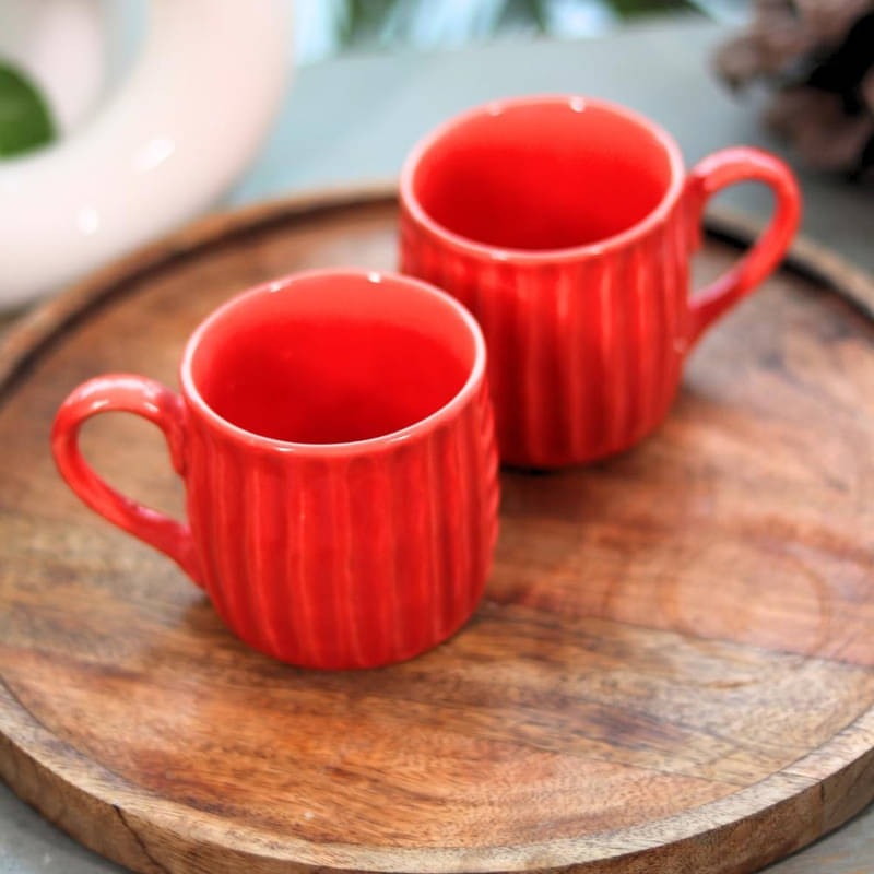     			Rare Planet Red Ceramic Coffee Mug 250 mL ( Pack of 2 )