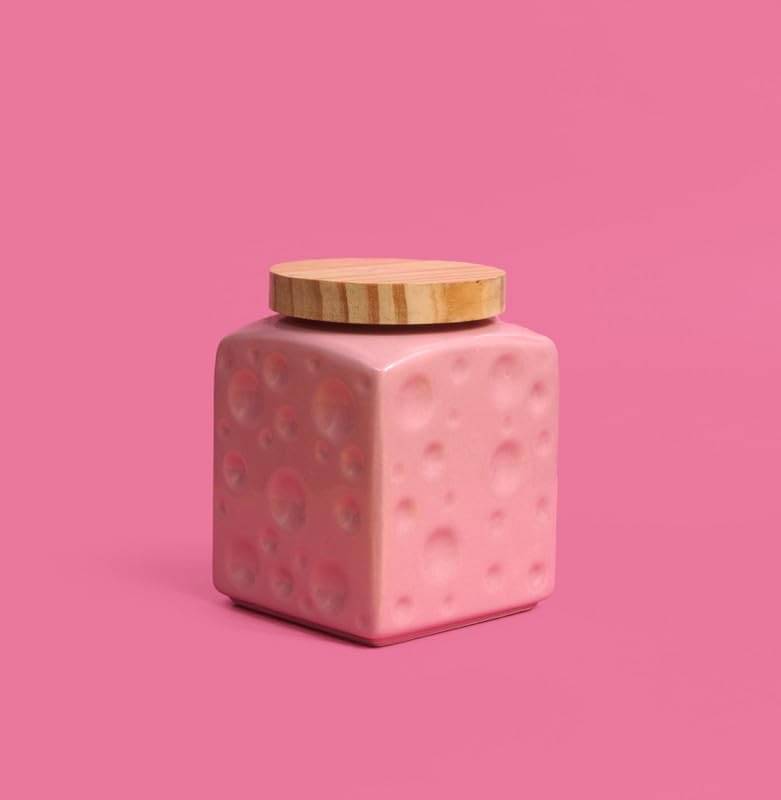     			Rare Planet Storage Jar with Lid Ceramic Pink Multi-Purpose Container ( Set of 1 )