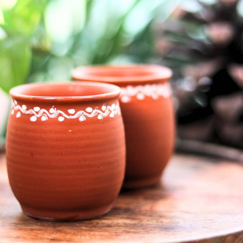     			Rare Planet Terracotta Kulhad Solid Ceramic Tea Cup 100 ml ( Pack of 2 )