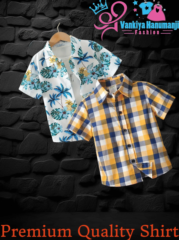     			SHREE VANKIYA HANUMANJI FASHION Pack of 2 Boys 100% Cotton Half Sleeves Shirt ( Blue )