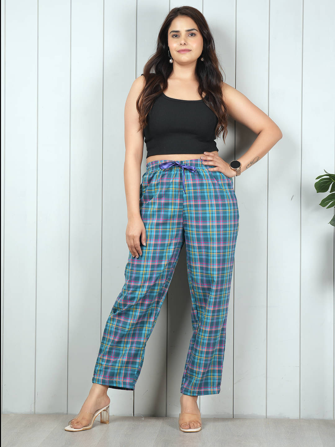     			STYLE SHOES Green Cotton Blend Women's Nightwear Pyjama ( Pack of 1 )