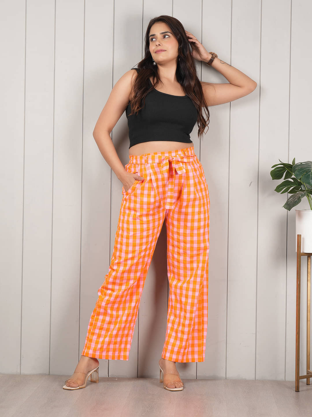     			STYLE SHOES Orange Cotton Blend Women's Nightwear Pyjama ( Pack of 1 )