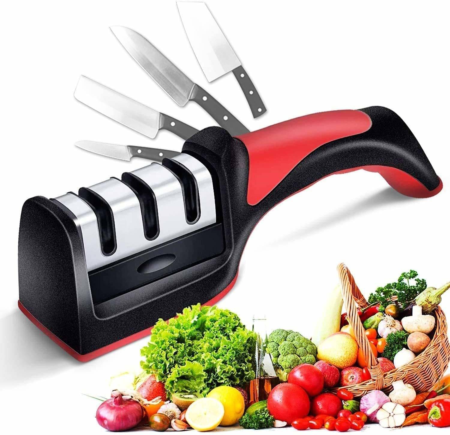 Shopeleven Knife Sharpener for Kitchen Stainless Steel with Ceramic Blades Sharpening Rod 3 Stage Manual Knives Sharpening Tool Shopeleven Knife Sharpener for Kitchen Stainless Steel with Ceramic Blades Sharpening Rod 3 Stage Manual Knives Sharpening Tool