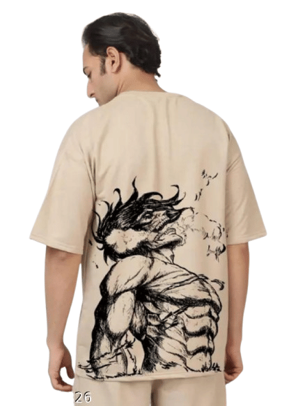 Unicus Apparel Men Cotton Oversized Fit Printed T-Shirt ( Beige )     			Unicus Apparel Men Cotton Oversized Fit Printed T-Shirt ( Beige )