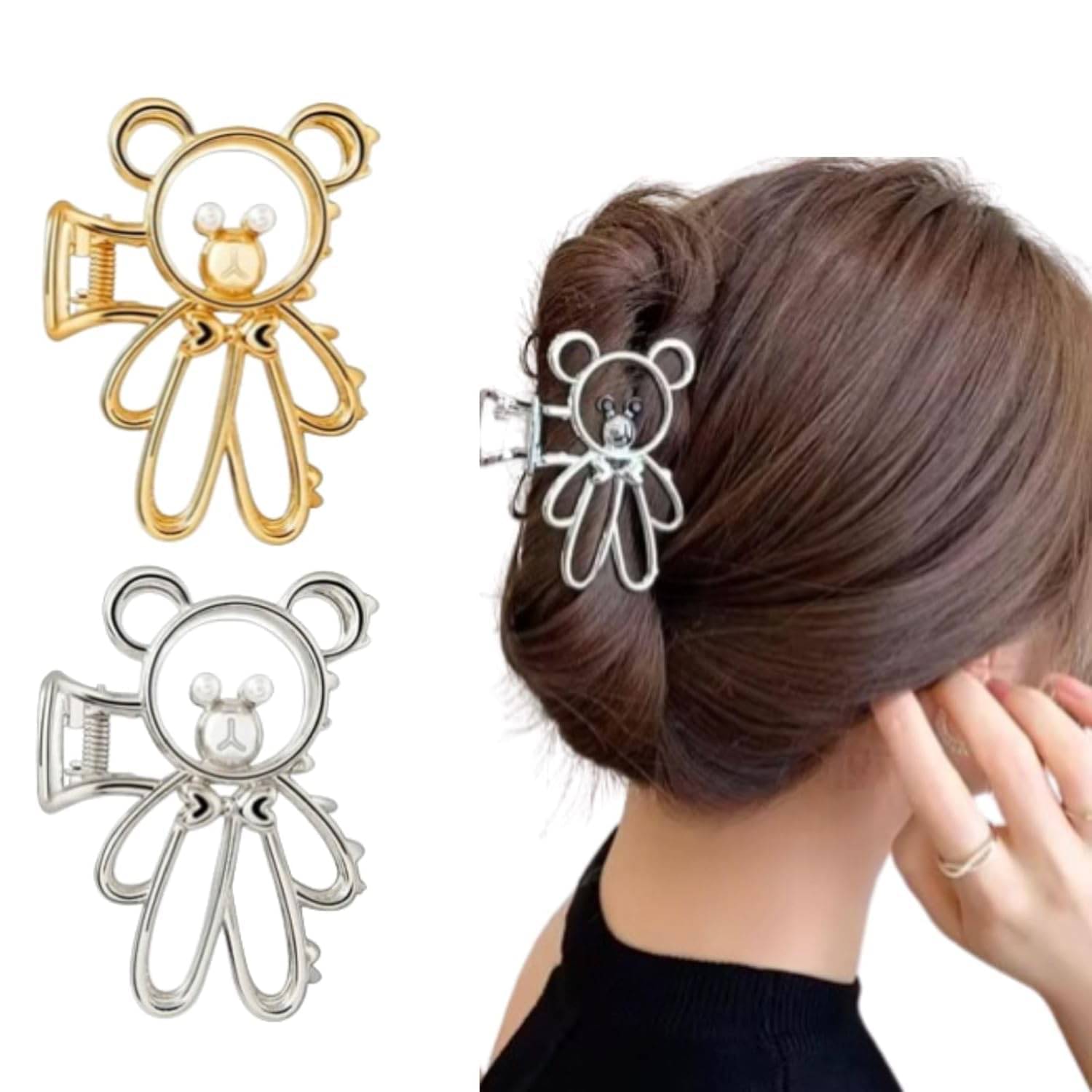     			Rhosyn Gold,Silver Women's Hair Clip ( Pack of 2 )