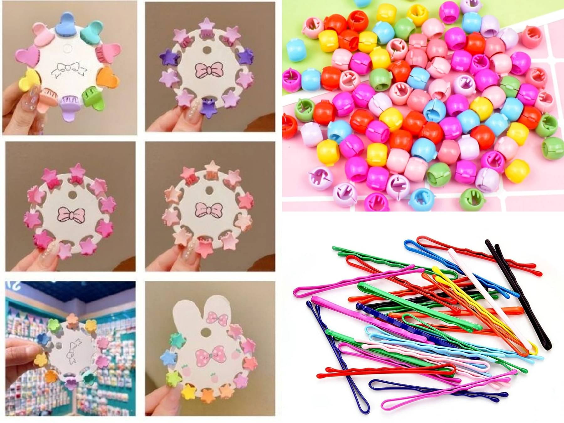     			60 Pieces Cute Hair Accessories Combo – Bobby Hair Pins | Mini Hair Beads Claw | Mini Hair Clutchers - Multicolor for Women & Girls