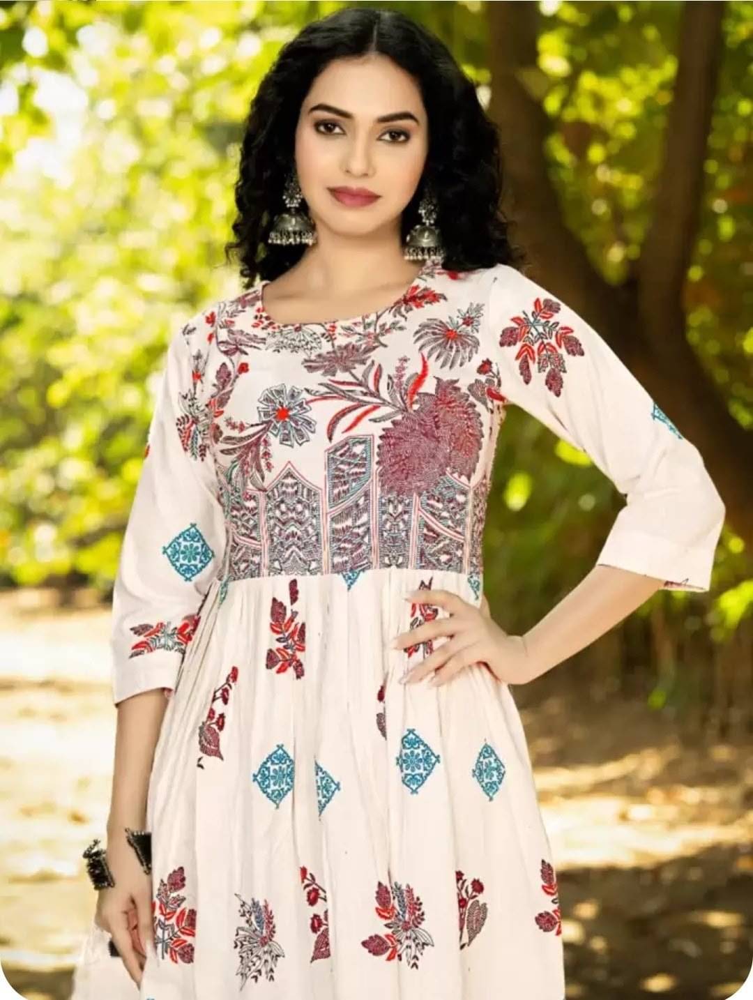     			AMAR VSTRA Women Cotton Printed A-line Kurti with Dupatta ( Multicolor )