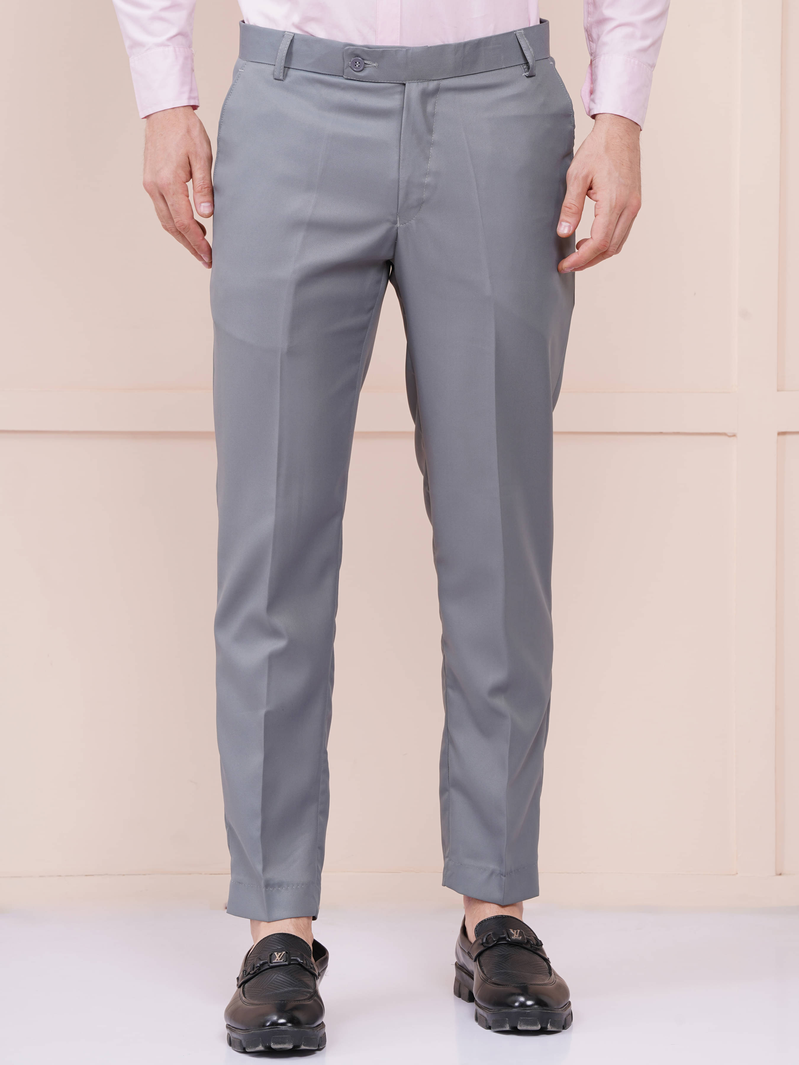     			AXOLOTL Regular Flat Men's Formal Trouser - Grey ( Pack of 1 )