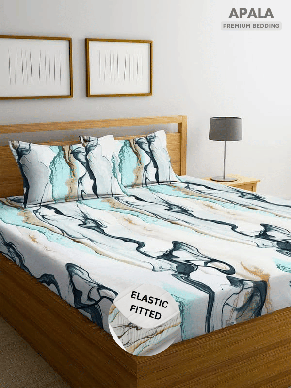 Apala Microfibre 1 King Fitted Bedsheet with 2 Pillow Covers ( 198 cm x 182 cm ) , Multi