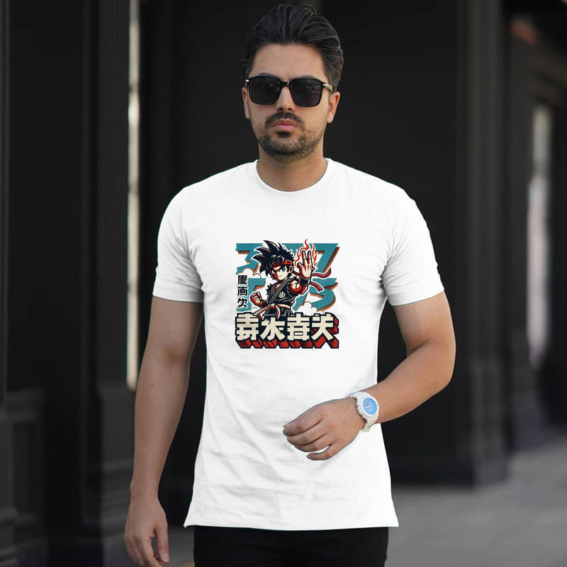     			BINAYAK Men Cotton Regular Fit Printed T-Shirt ( White )
