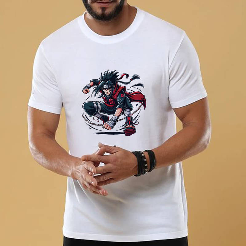     			BINAYAK Men Cotton Regular Fit Printed T-Shirt ( White )