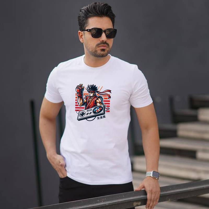 BINAYAK Men Cotton Regular Fit Printed T-Shirt ( White ) BINAYAK Men Cotton Regular Fit Printed T-Shirt ( White )