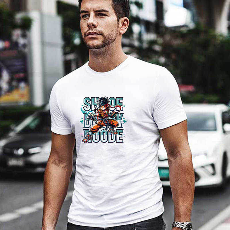     			BINAYAK Men Cotton Regular Fit Printed T-Shirt ( White )