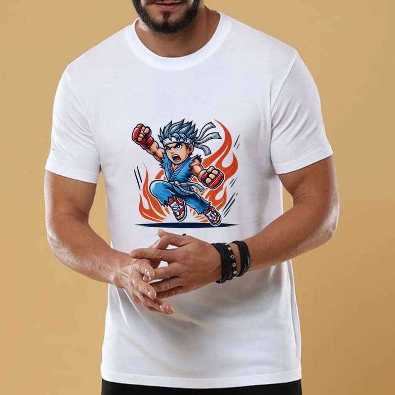    			BINAYAK Men Cotton Regular Fit Printed T-Shirt ( White )
