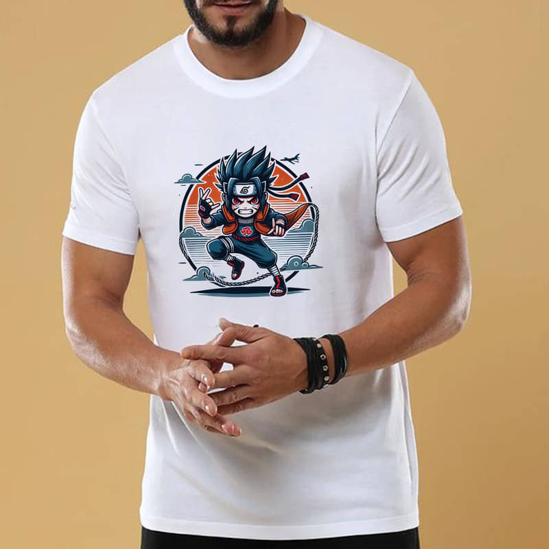     			BINAYAK Men Cotton Regular Fit Printed T-Shirt ( White )