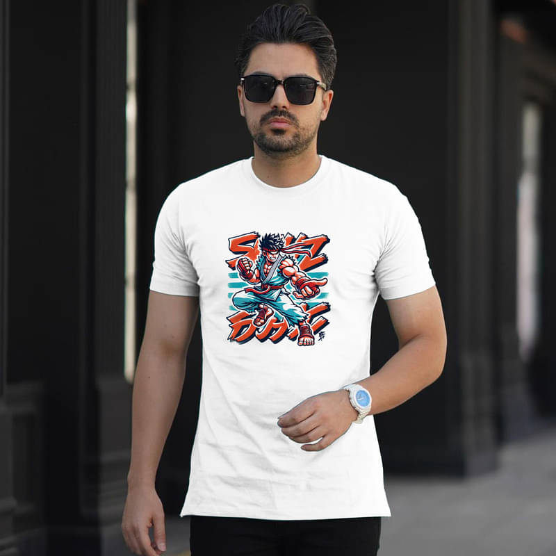     			BINAYAK Men Cotton Regular Fit Printed T-Shirt ( White )