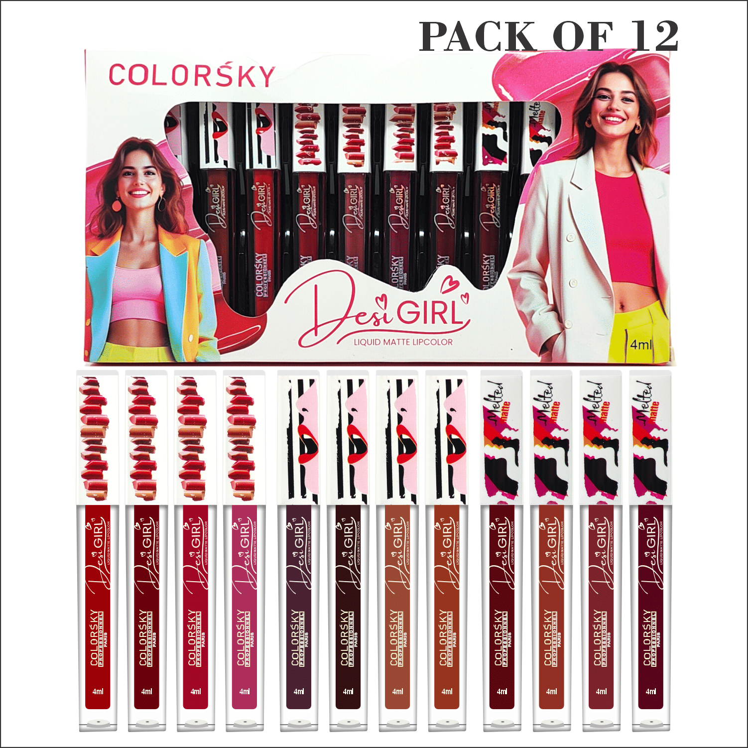 Color Sky Multi Matte Long Lasting Liquid Lipstick ( Pack of 12 )     			Color Sky Multi Matte Long Lasting Liquid Lipstick ( Pack of 12 )