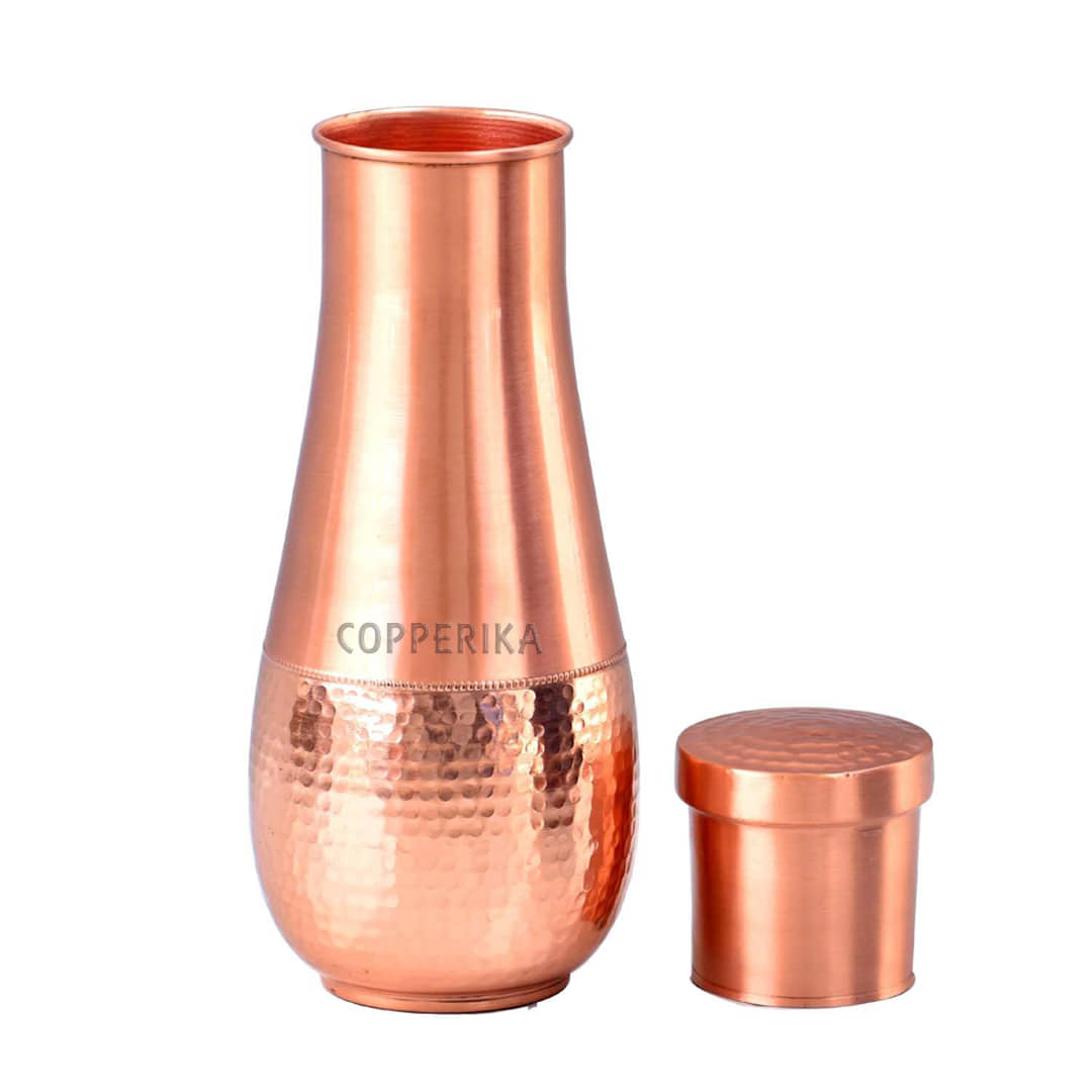 Copperika Tulip Pot 100% Pure Copper Water Bottle 1600ml Copper Copper Water Bottle 1600 mL ( Set of 1 )