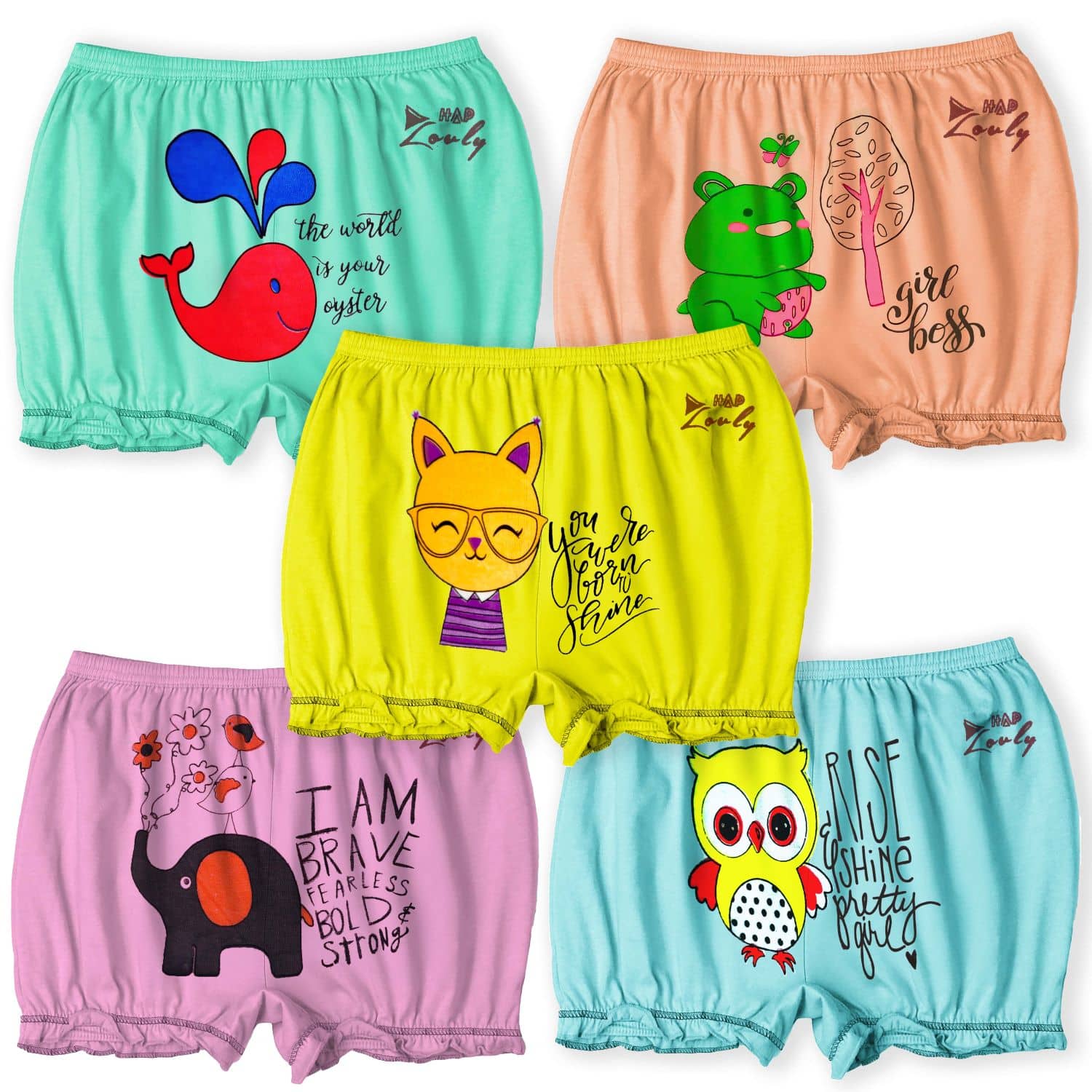 HAP Pack of 5 Cotton Bloomers For Girls ( Multi )