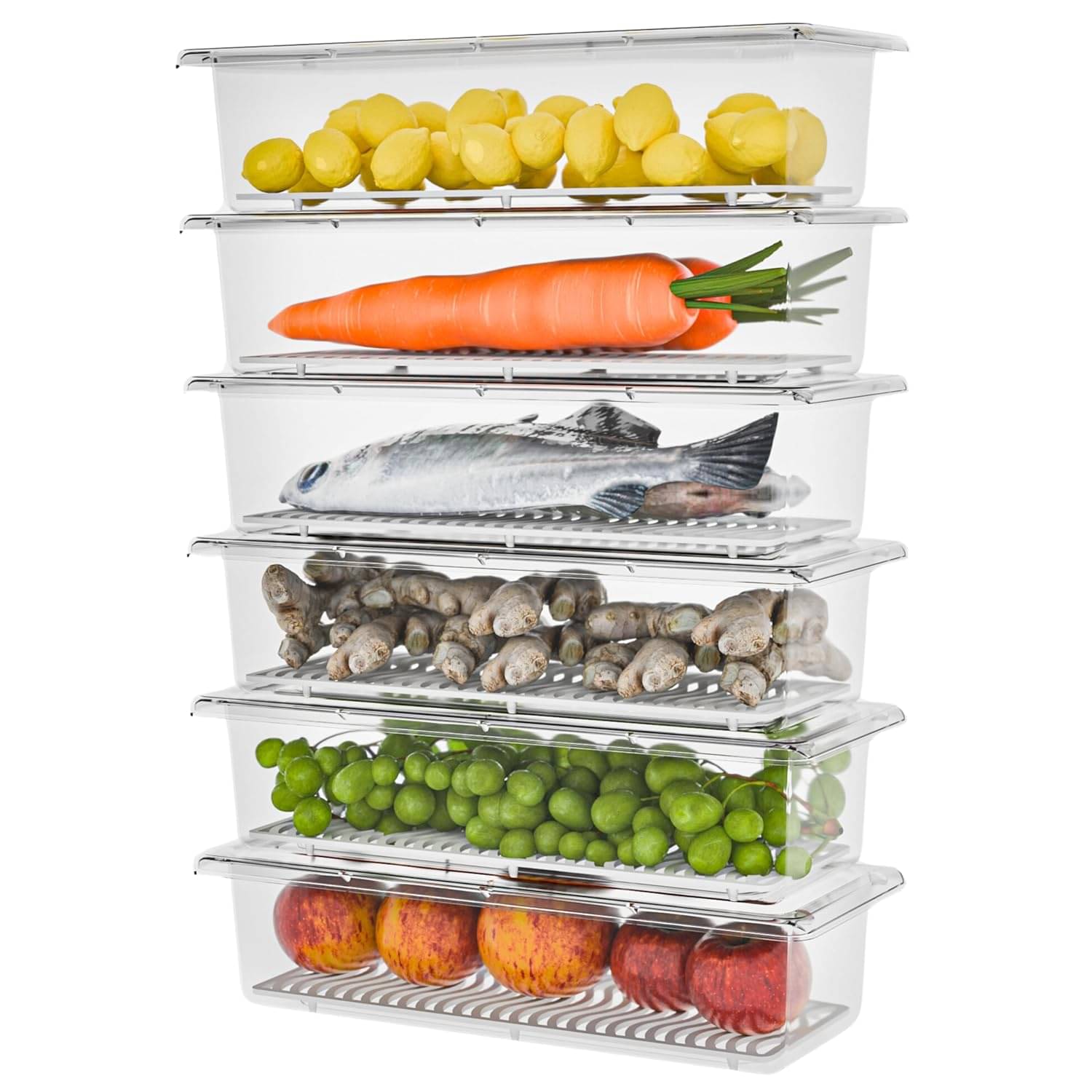 Luvis Grace Plastic Transparent Multi-Purpose Container ( Set of 6 ) Luvis Grace Plastic Transparent Multi-Purpose Container ( Set of 6 )
