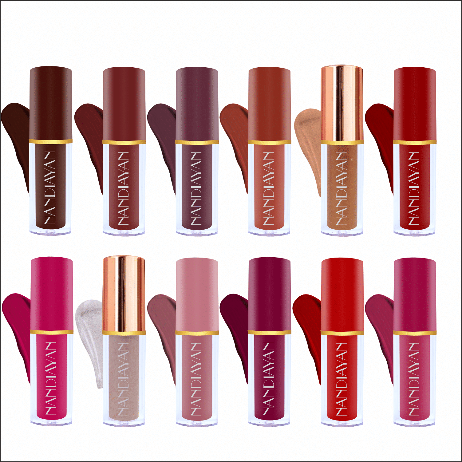 NANDIAYAN Multi Matte Waterproof Liquid Lipstick ( Pack of 12 ) NANDIAYAN Multi Matte Waterproof Liquid Lipstick ( Pack of 12 )