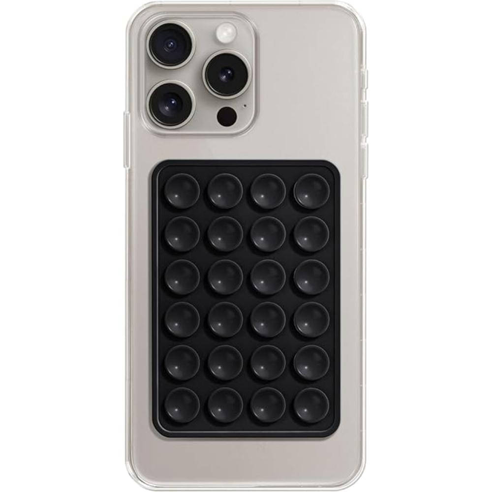     			NEKIFACE 1 Pack Silicone Suction Phone Case Mount, Silicon Adhesive Phone Grip for Smartphones, Hands-Free Mirror Shower Phone Holder for Selfies, Reels(Black)