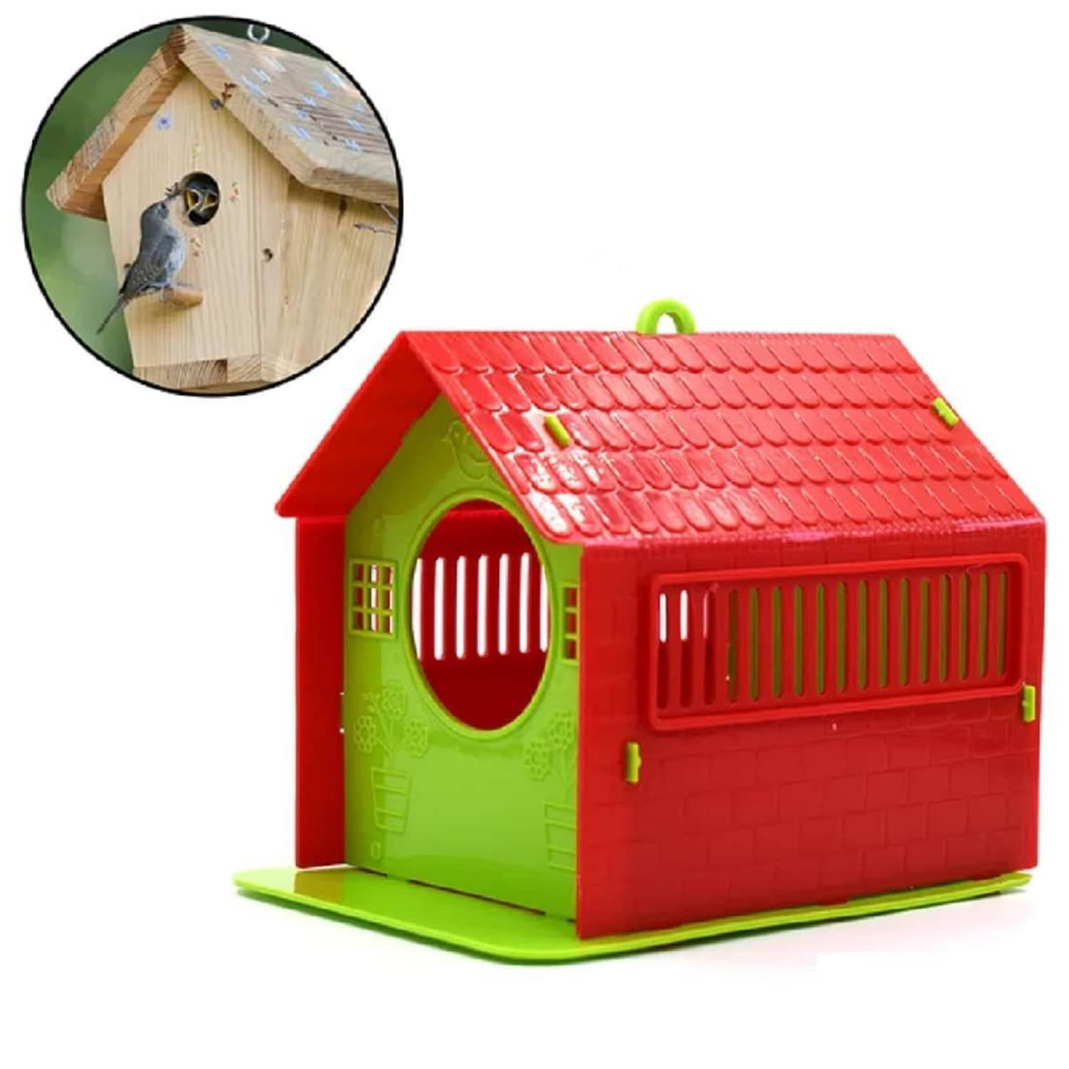     			Plastic Bird House Foldable chakli Ghar Sparrow Home Idel for Outdoor Bird to Rest nest and shelter Bird House Folding Nest for Balcony and Garden Air Ventilator Home for Bird