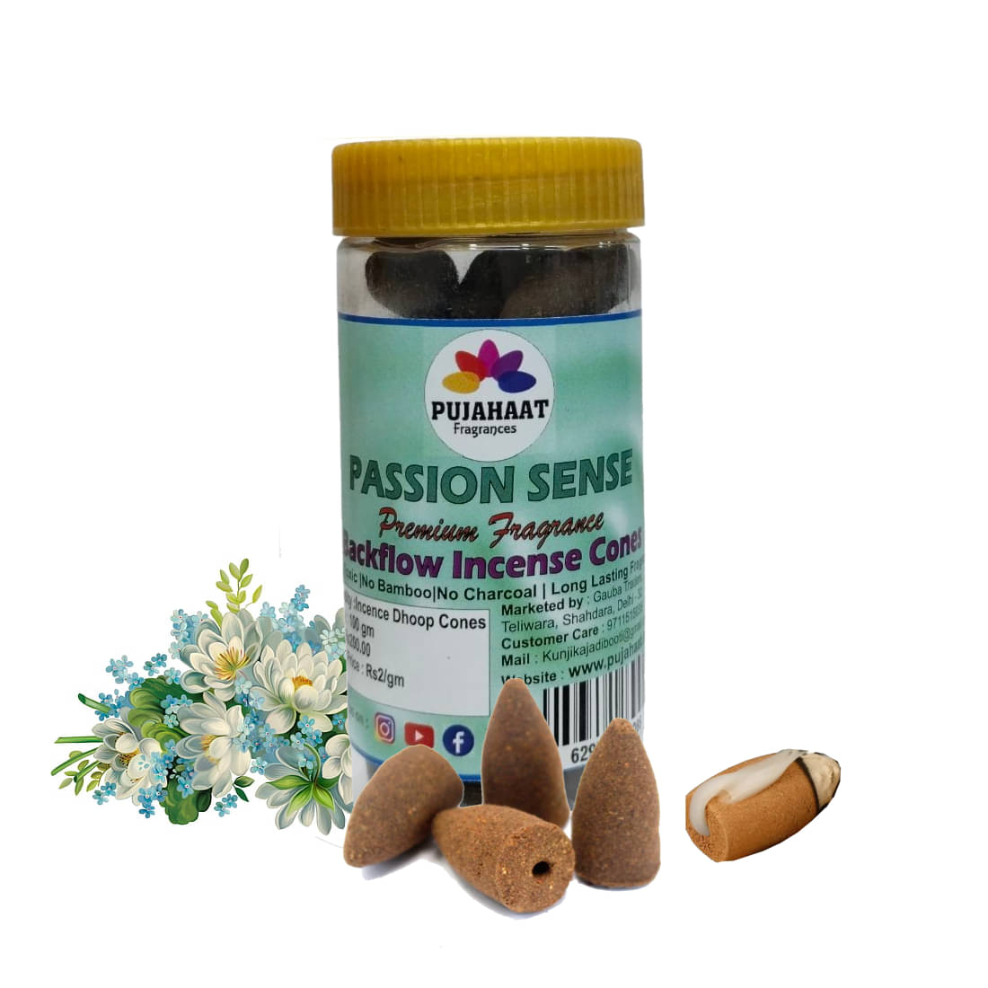     			Pujahaat Incense Dhoop Cone Perfumed Scented 100 gm ( Pack of 1 )