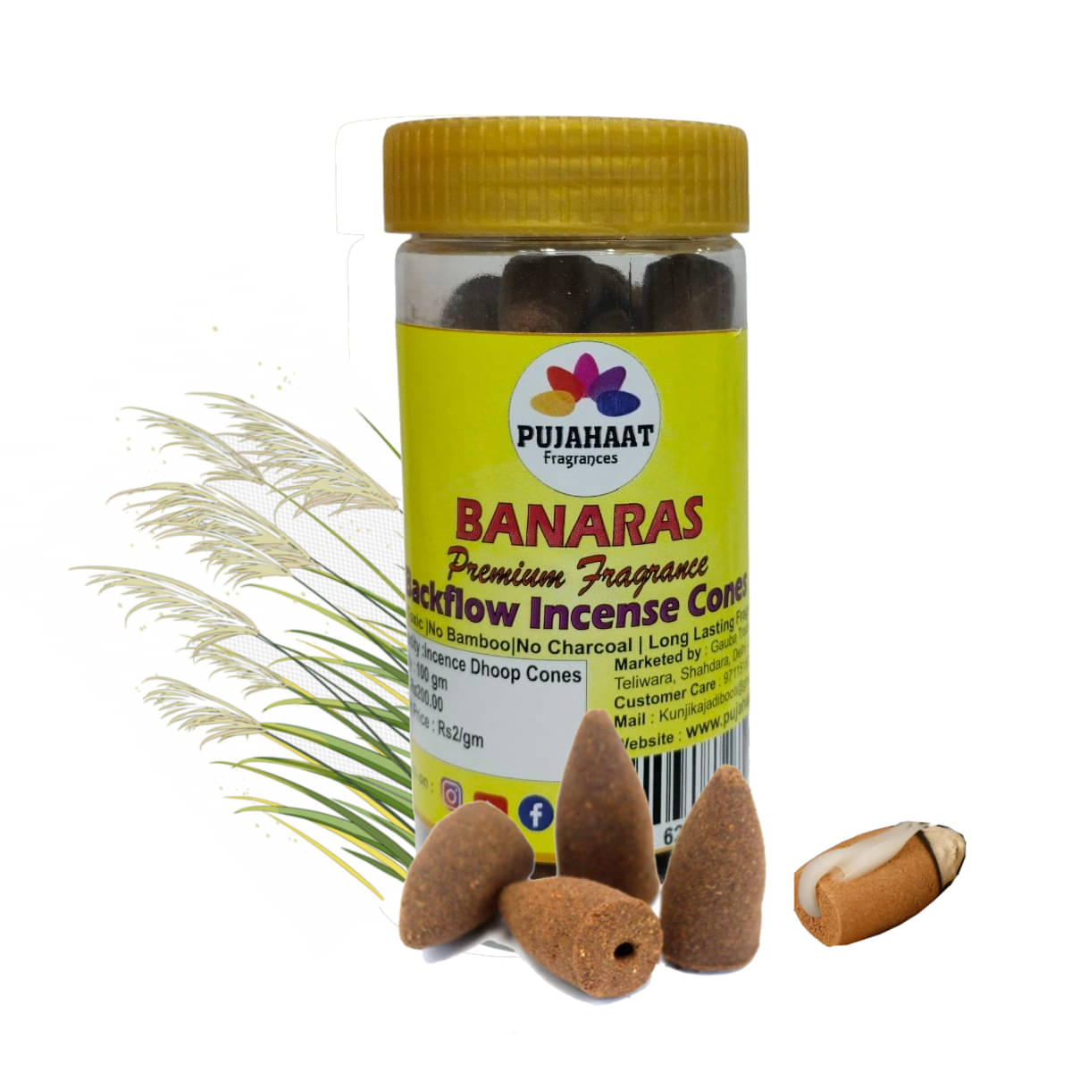     			Pujahaat Incense Dhoop Cone Temple 100 gm ( Pack of 1 )