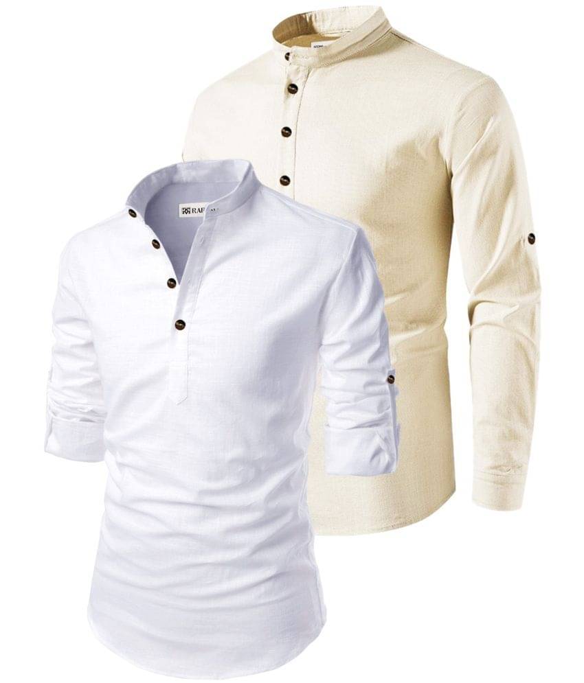 RAREMARK Beige Cotton Men's Regular Kurta ( Pack of 2 ) RAREMARK Beige Cotton Men's Regular Kurta ( Pack of 2 )
