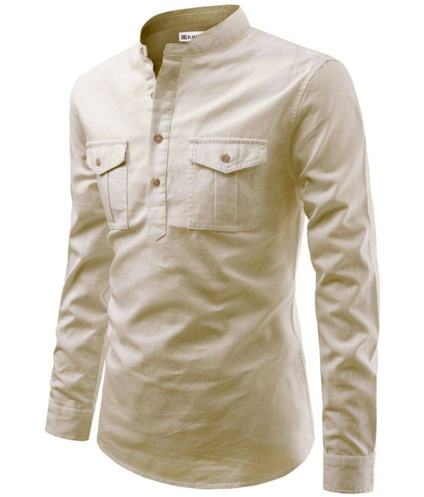     			RAREMARK Beige Cotton Men's Regular Kurta ( Pack of 1 )