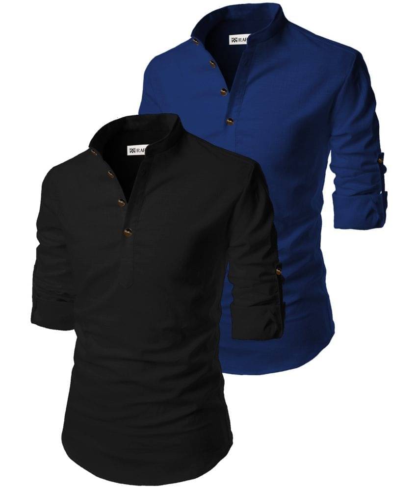 RAREMARK Blue Cotton Men's Regular Kurta ( Pack of 2 )     			RAREMARK Blue Cotton Men's Regular Kurta ( Pack of 2 )