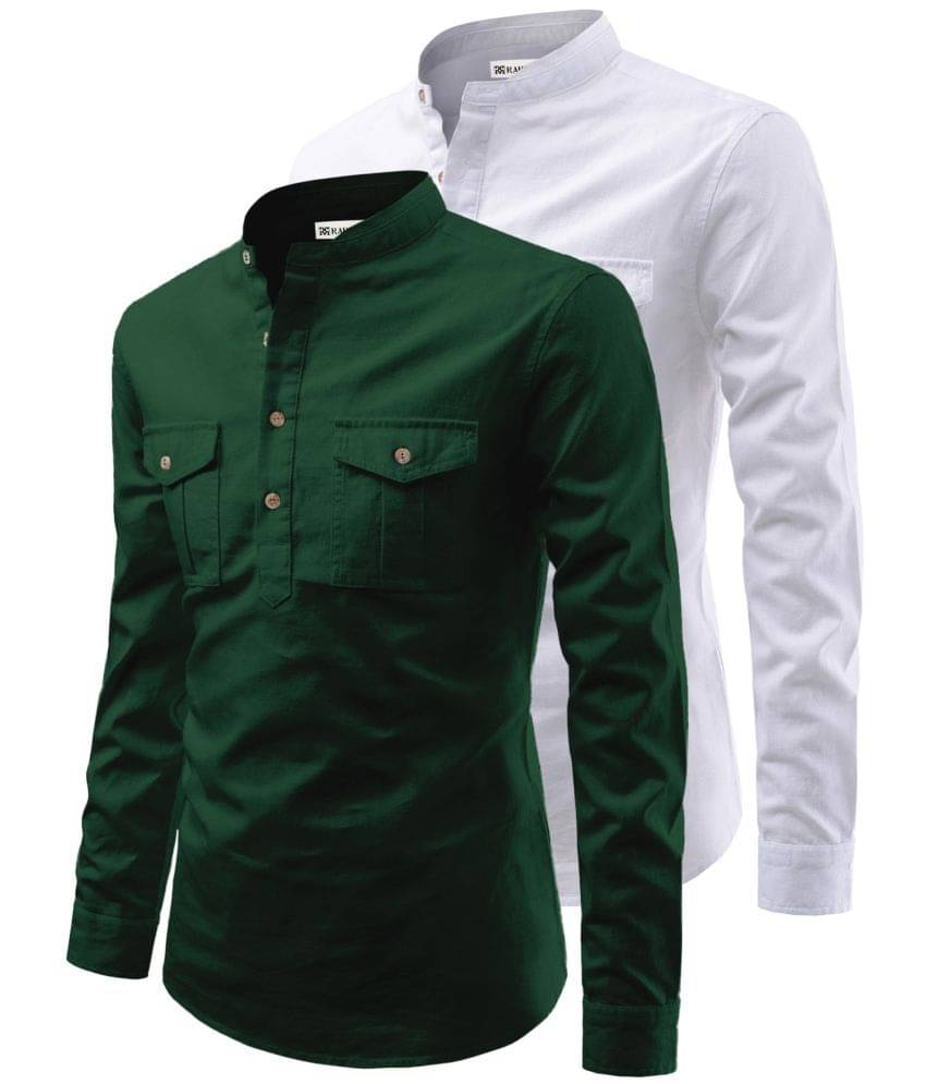 RAREMARK Green Cotton Men's Regular Kurta ( Pack of 2 ) RAREMARK Green Cotton Men's Regular Kurta ( Pack of 2 )