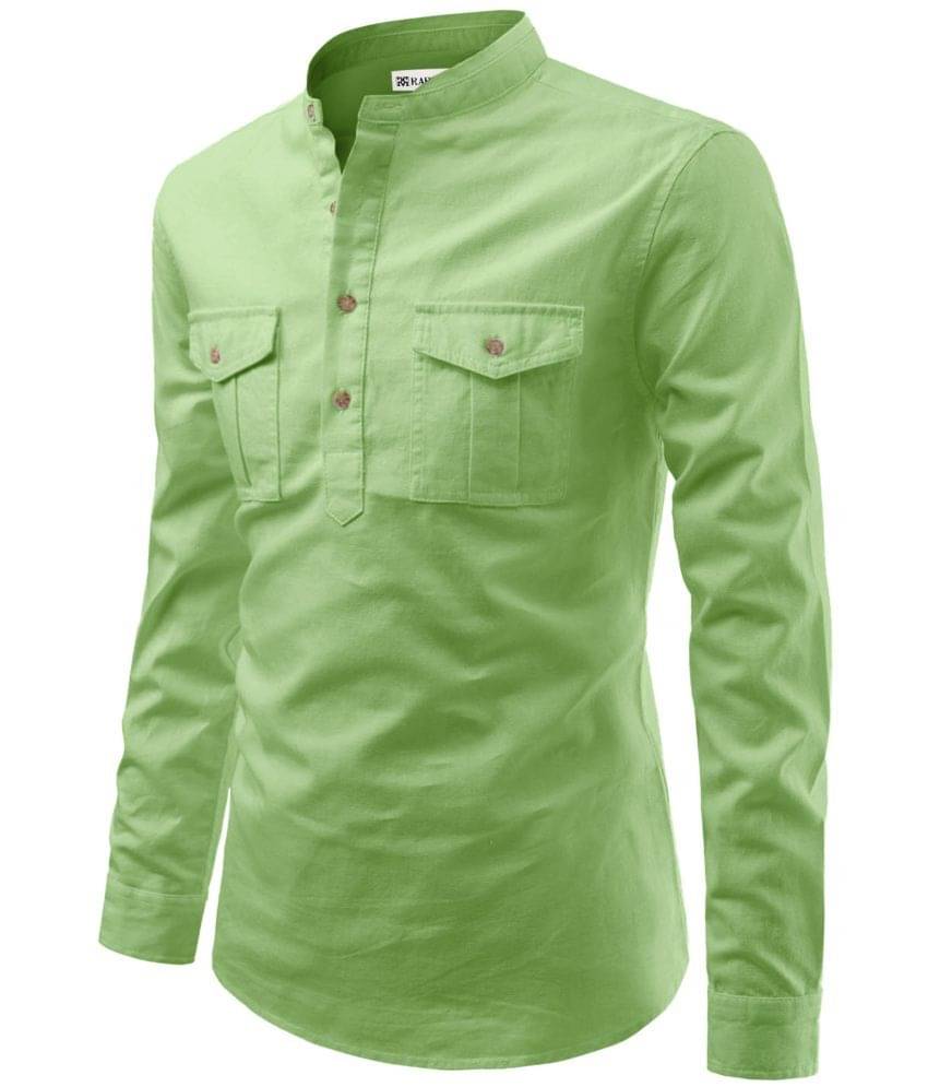     			RAREMARK Light Green Cotton Men's Regular Kurta ( Pack of 1 )