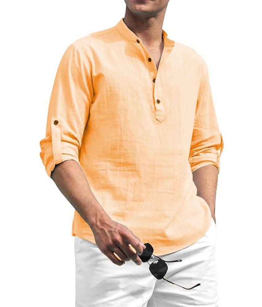 RAREMARK Orange Cotton Men's Shirt Style Kurta ( Pack of 1 ) RAREMARK Orange Cotton Men's Shirt Style Kurta ( Pack of 1 )